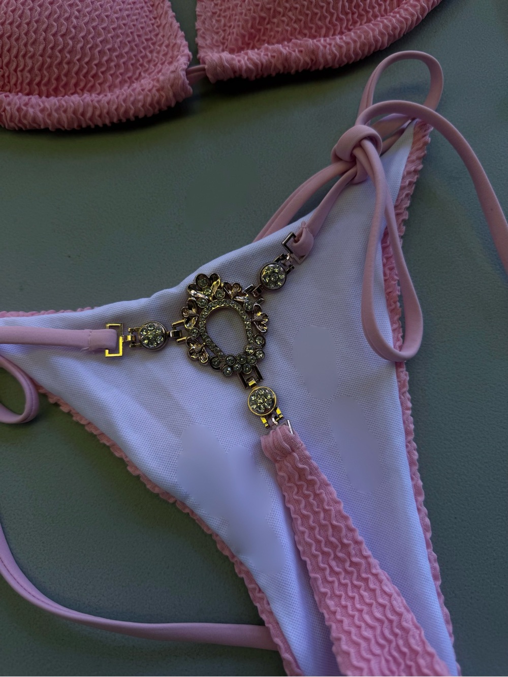 Pink Textured String Bikini Set - Picture 2 of 3